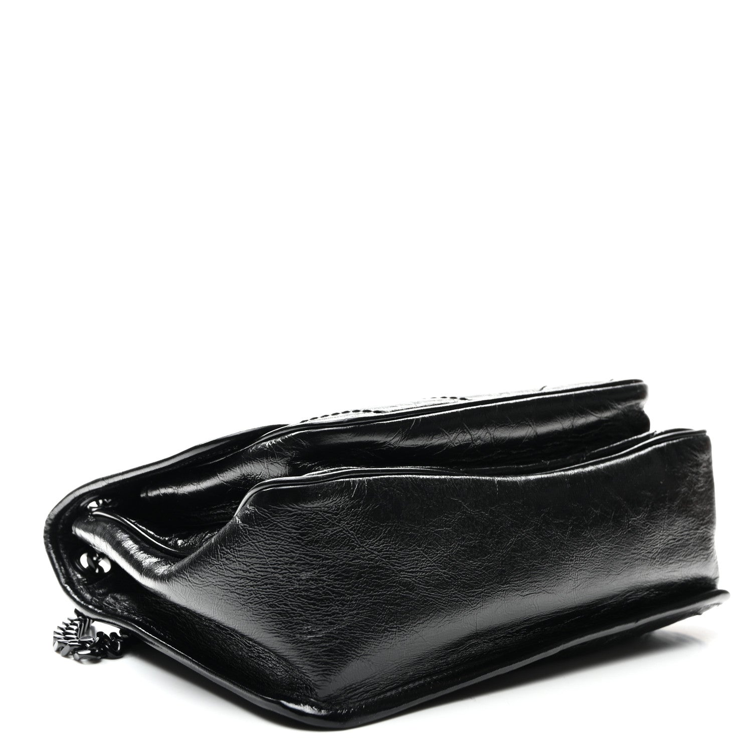 Saint Laurent Crinkled Calfskin Matelasse Monogram Medium Niki Chain Satchel Black 4 of 9