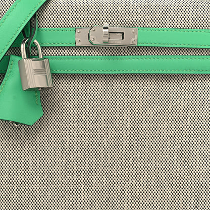 Hermes Toile Swift Kelly Sellier 25 Ecru Vert Comics 8 of 11