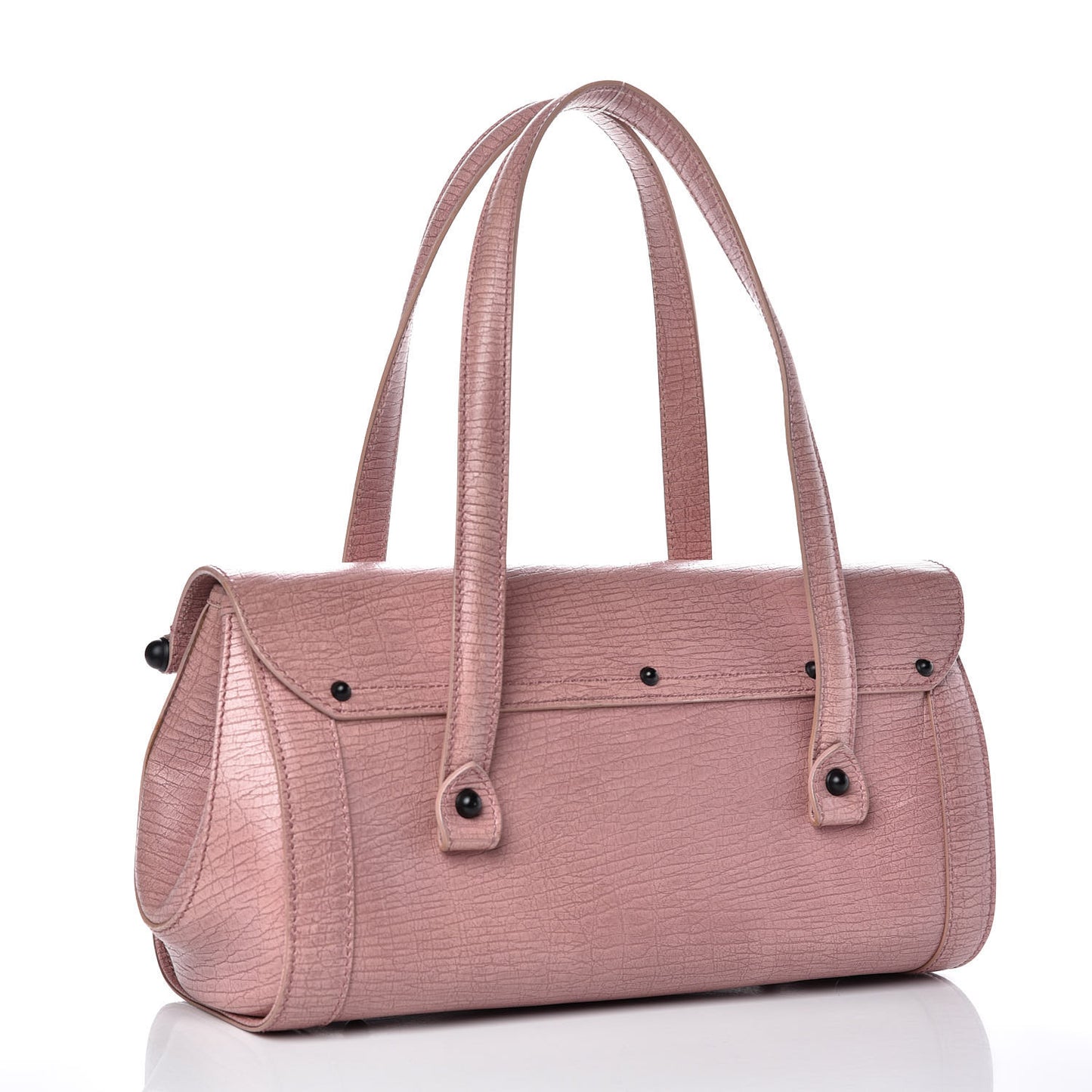 Calfskin Bamboo Bullet Satchel Carmine Rose