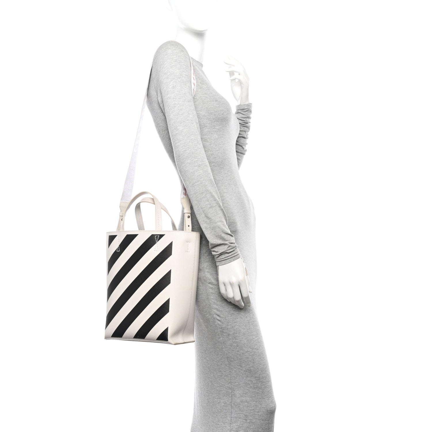 Off-White Saffiano Striped Diag Binder Crossbody White 2 of 16