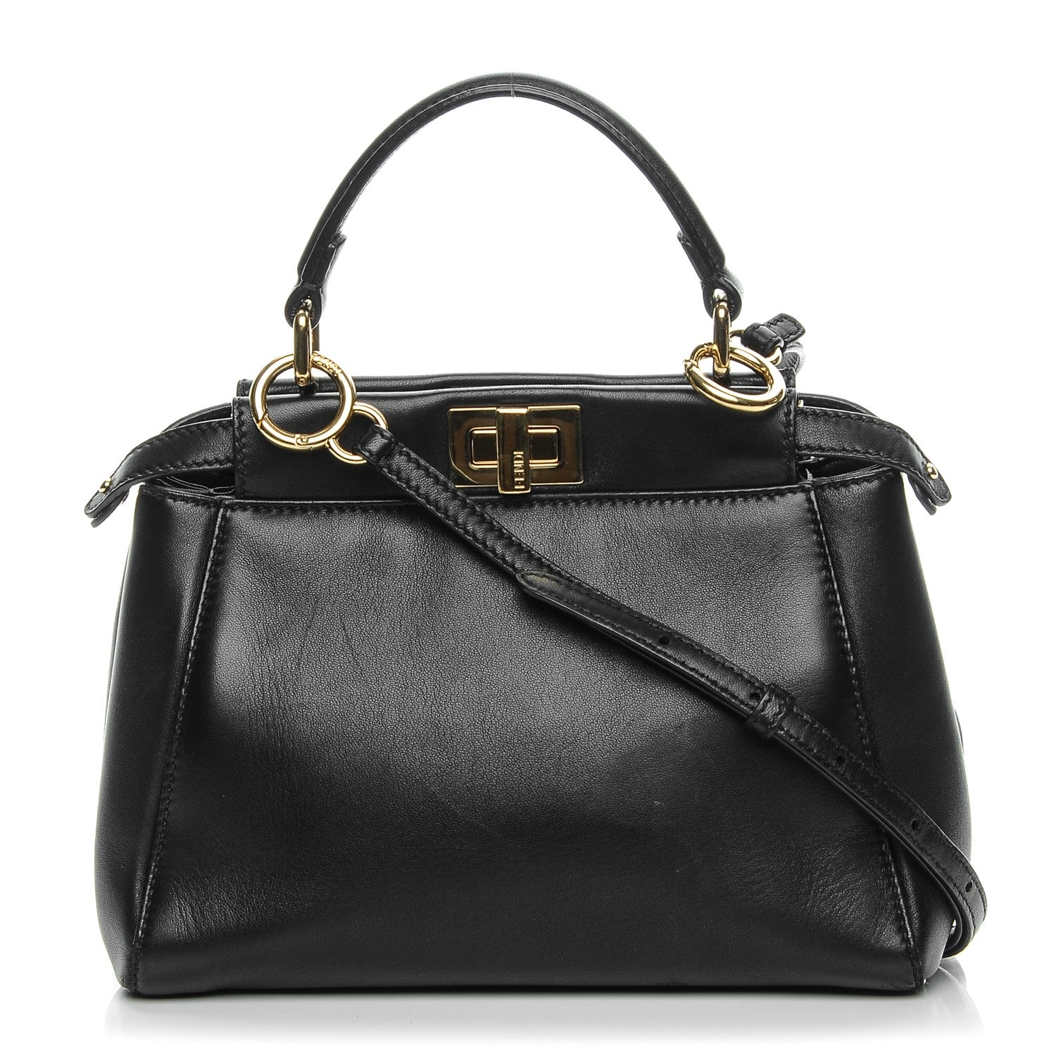 Fendi Nappa Mini Peekaboo Iconic Satchel Black 1 of 7