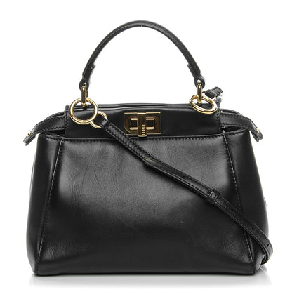 Fendi Nappa Mini Peekaboo Iconic Satchel Black 1 of 7