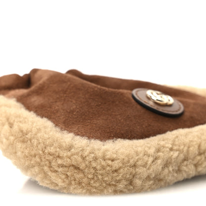 Gucci Suede Shearling Nano Pouch Keyring Bag Charm Brown 9 of 10