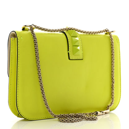Valentino Garavani Vitello Medium Glam Lock Rockstud Flap Yellow Fluo Light Ivory 3 of 11