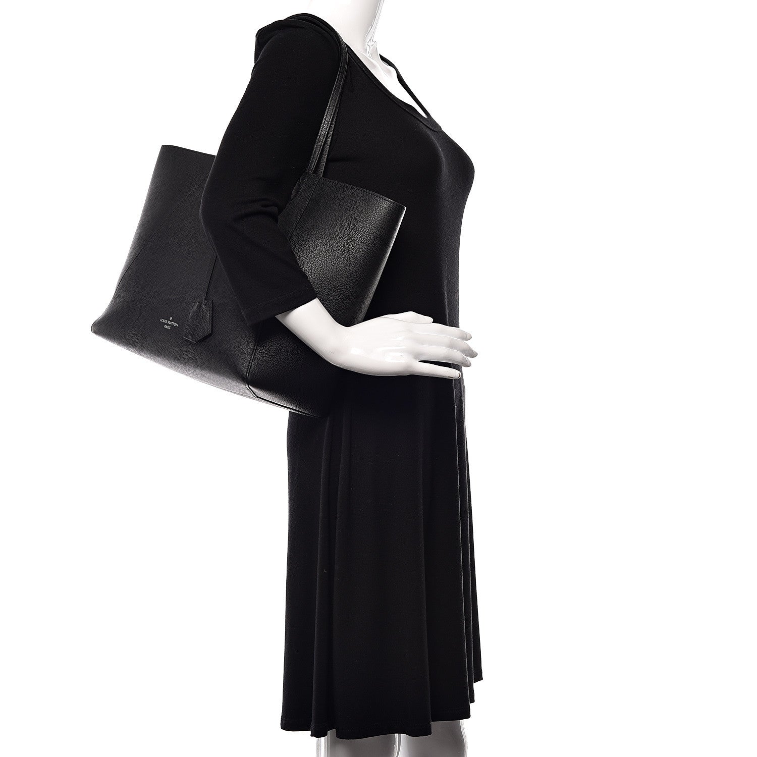 Louis Vuitton Calfskin Lockme Cabas Black 2 of 12