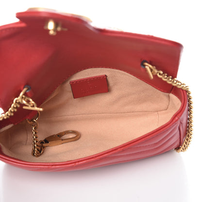 Gucci Calfskin Matelasse Super Mini GG Marmont Shoulder Bag Hibiscus Red 7 of 10