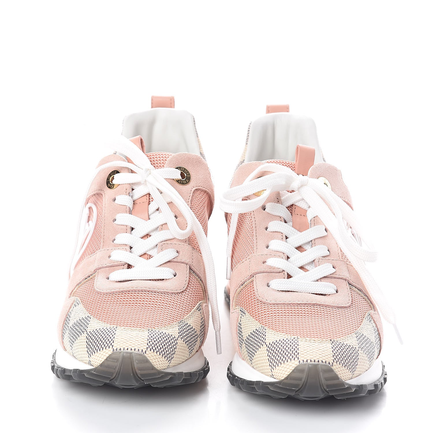 Louis Vuitton Suede Damier Azur Run Away Sneakers 35 Pink 2 of 7