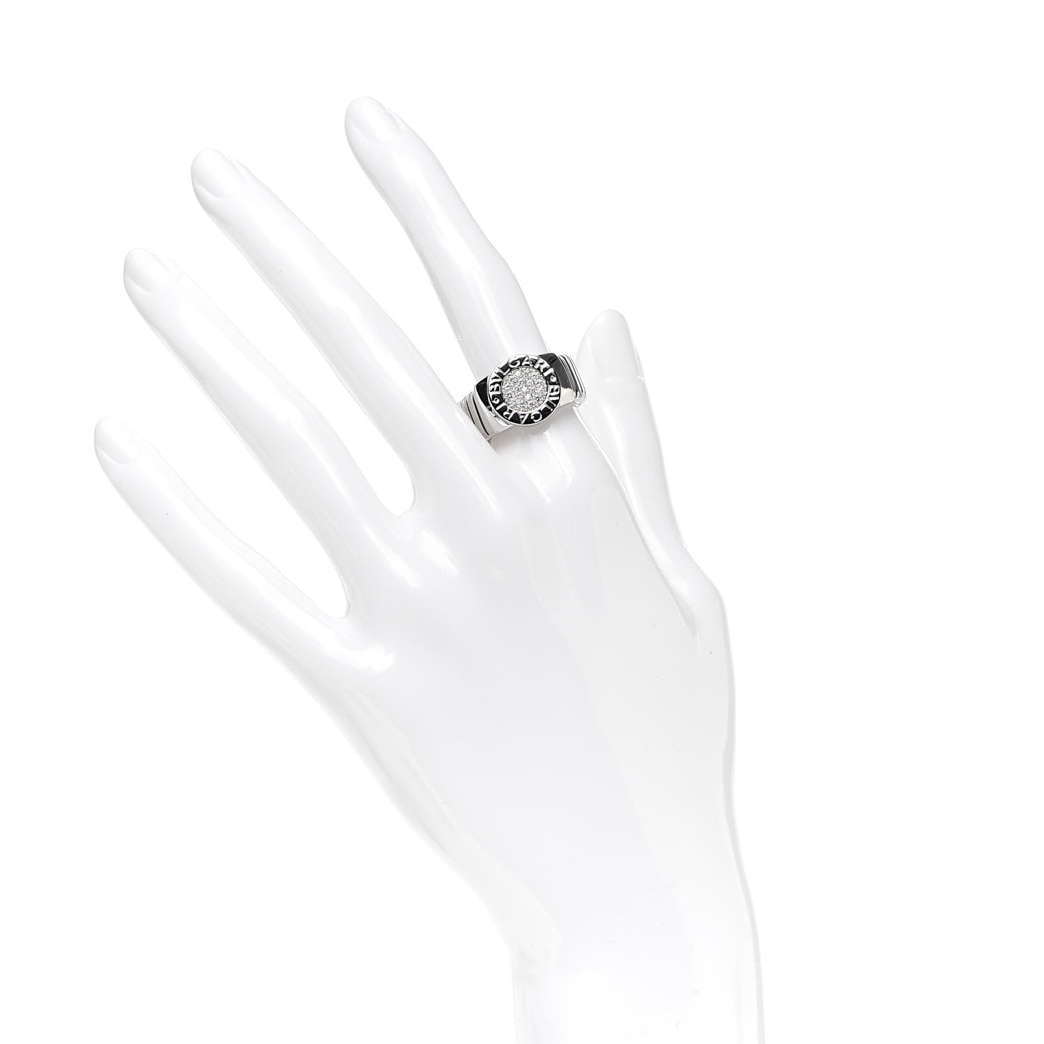 Bulgari 18K White Gold Diamond Tubogas Ring 52 6 2 of 5