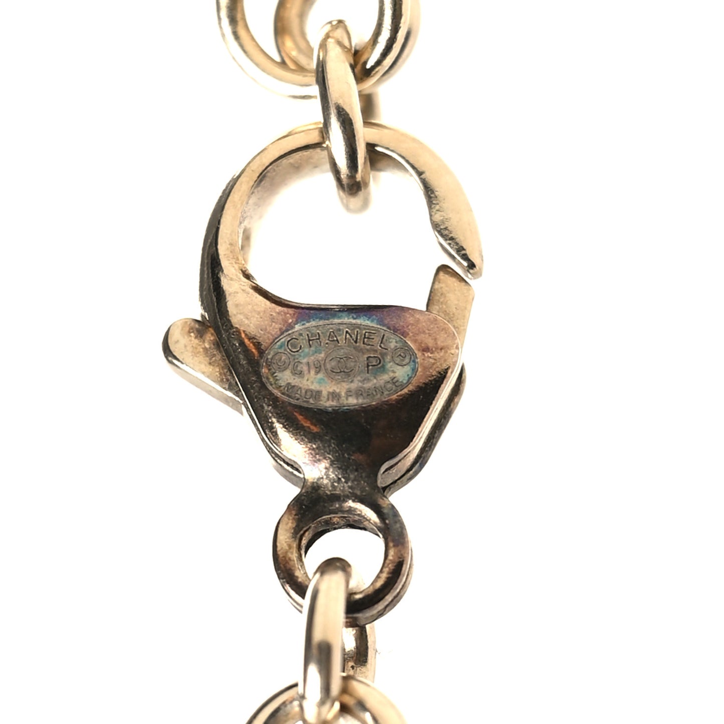 Pearl Crystal Flower CC Necklace Gold Black