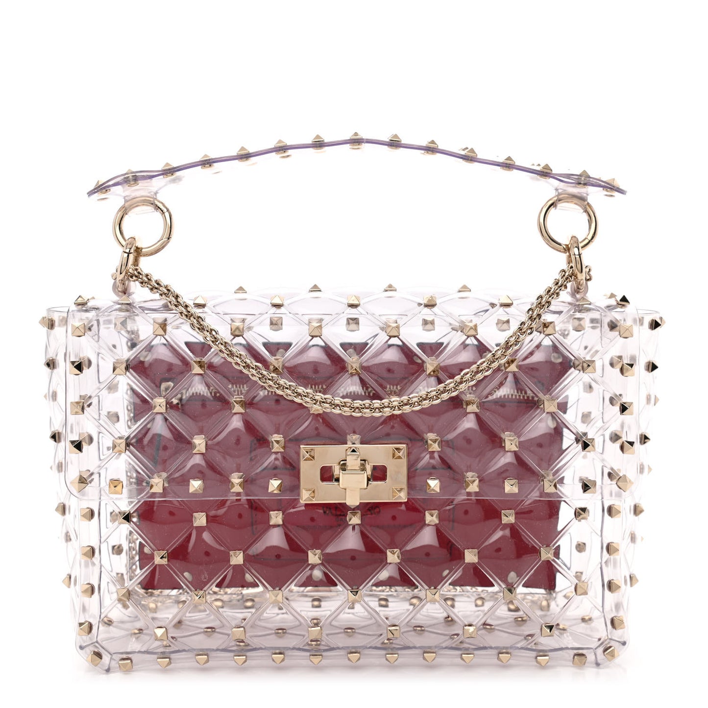 PVC Medium Rockstud Spike Shoulder Bag