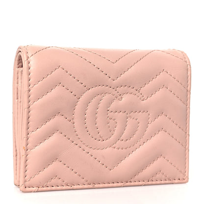 Gucci Calfskin Matelasse GG Marmont Card Case Wallet Perfect Pink 3 of 9