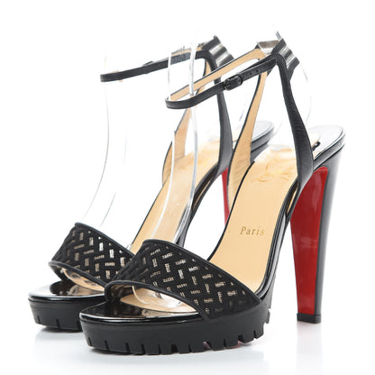 Christian Louboutin Chevron Mesh Patent Volumetric 120 Sandals 40 Black 3 of 7