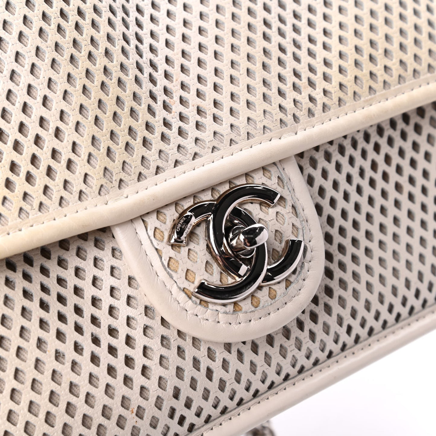 Perforated Calfskin Up In The Air Flap White