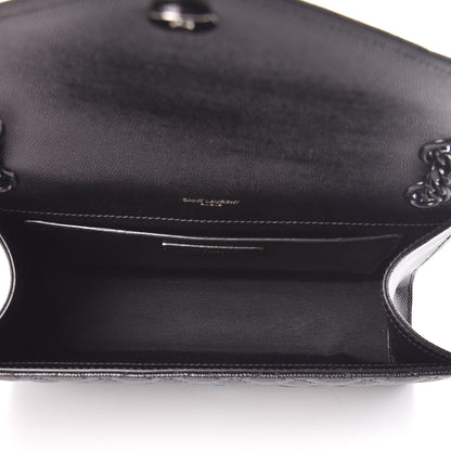 Saint Laurent Grain De Poudre Textured Mixed Matelasse Triquilt Medium Monogram Satchel Black 5 of 11