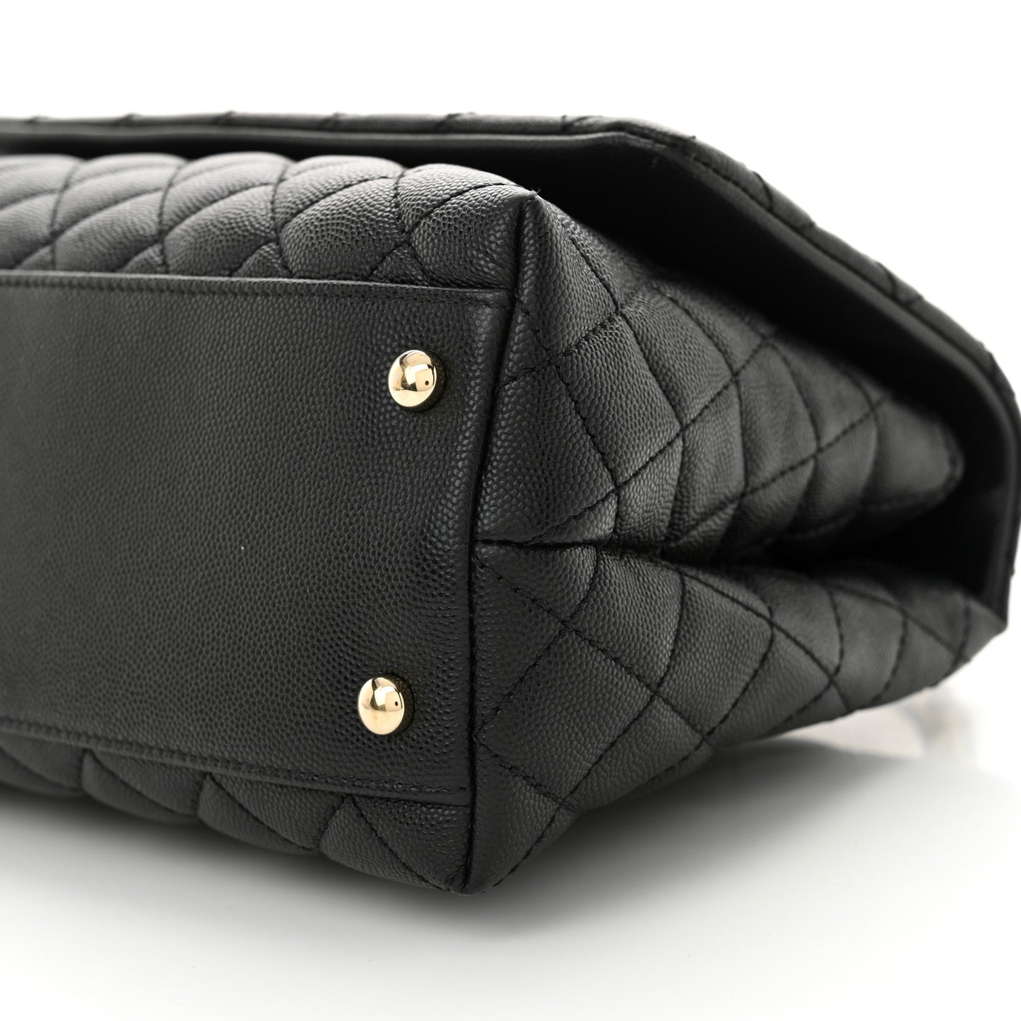 Caviar Quilted Small Coco Handle Flap Black