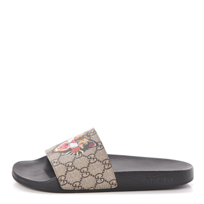 Gucci GG Supreme Monogram Angry Cat Slide Sandals 38 Black Multicolor 1 of 6