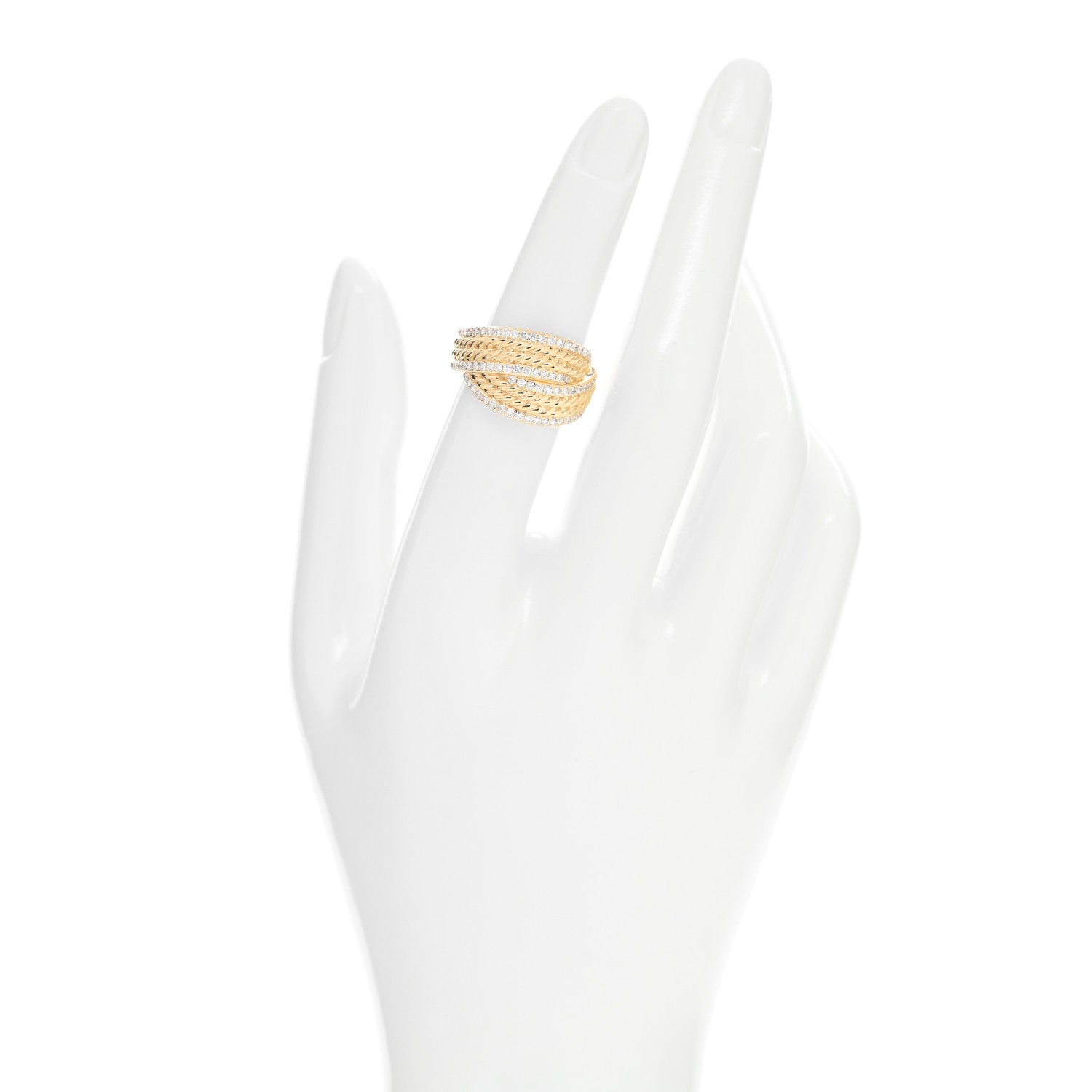 David Yurman 18K Yellow Gold Diamond 13mm Origami Ring 52 6 2 of 4