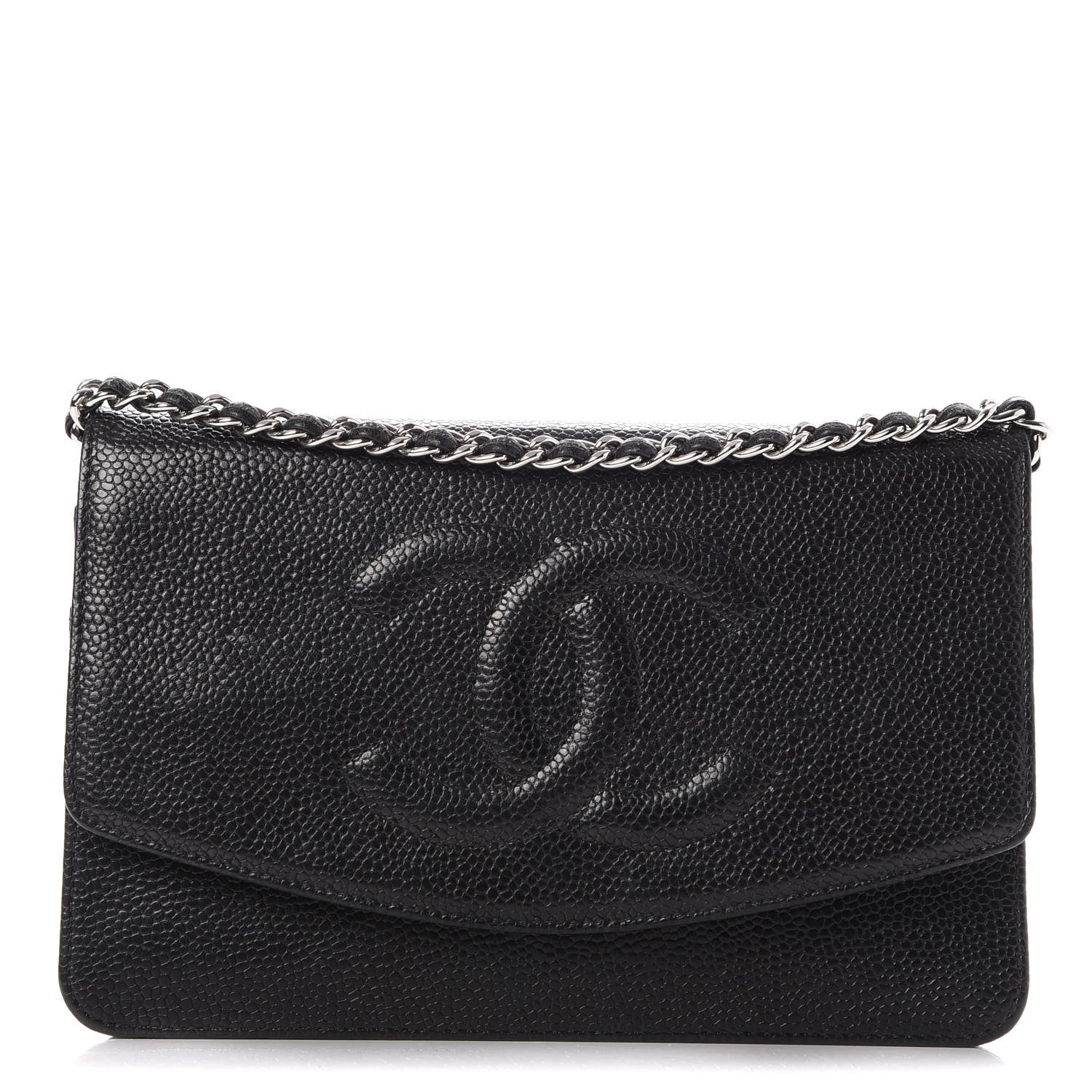 Chanel Caviar Timeless CC Wallet On Chain WOC Black 1 of 9