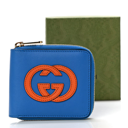 Gucci Vitello Eclipse Interlocking G Zip Around Card Case Wallet Bright Splash Carrot Orange 10 of 10