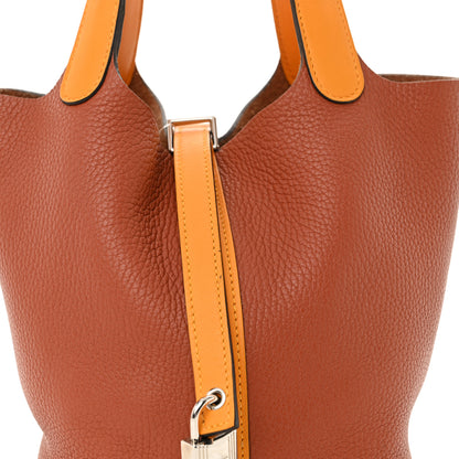 Hermes Taurillon Clemence Swift Picotin 18 PM Cuivre Jaune D'or 8 of 10