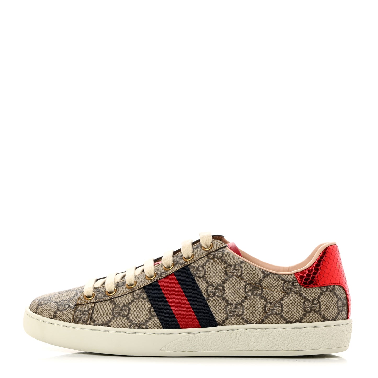 GG Supreme Monogram Womens Ace Low-Top Sneaker 38.5 Beige