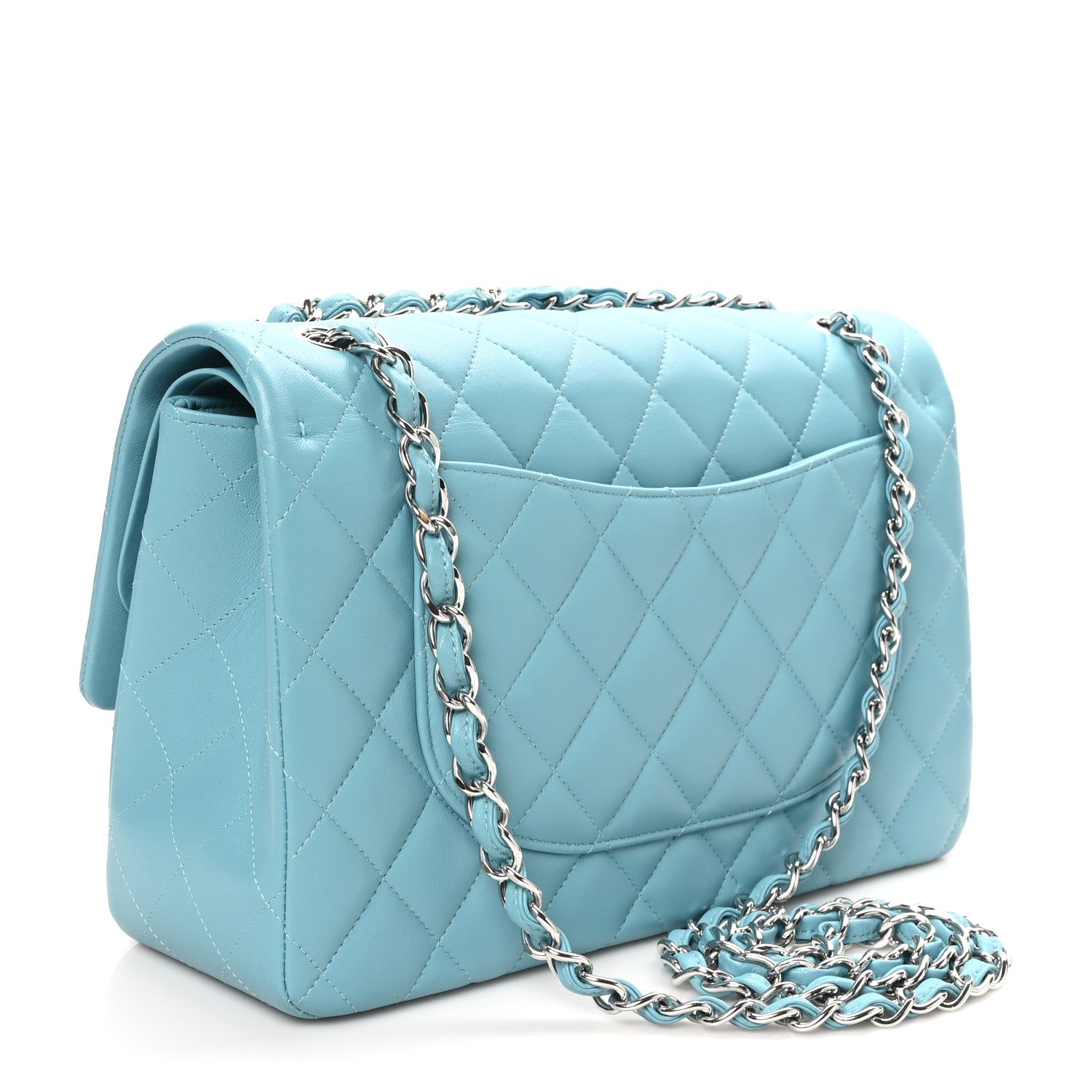 Chanel Lambskin Quilted Jumbo Double Flap Blue 3 of 10