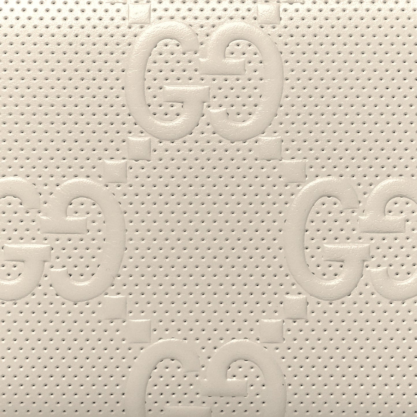 Calfskin GG Tennis Embossed Zip Around Card Case Wallet Mystic White