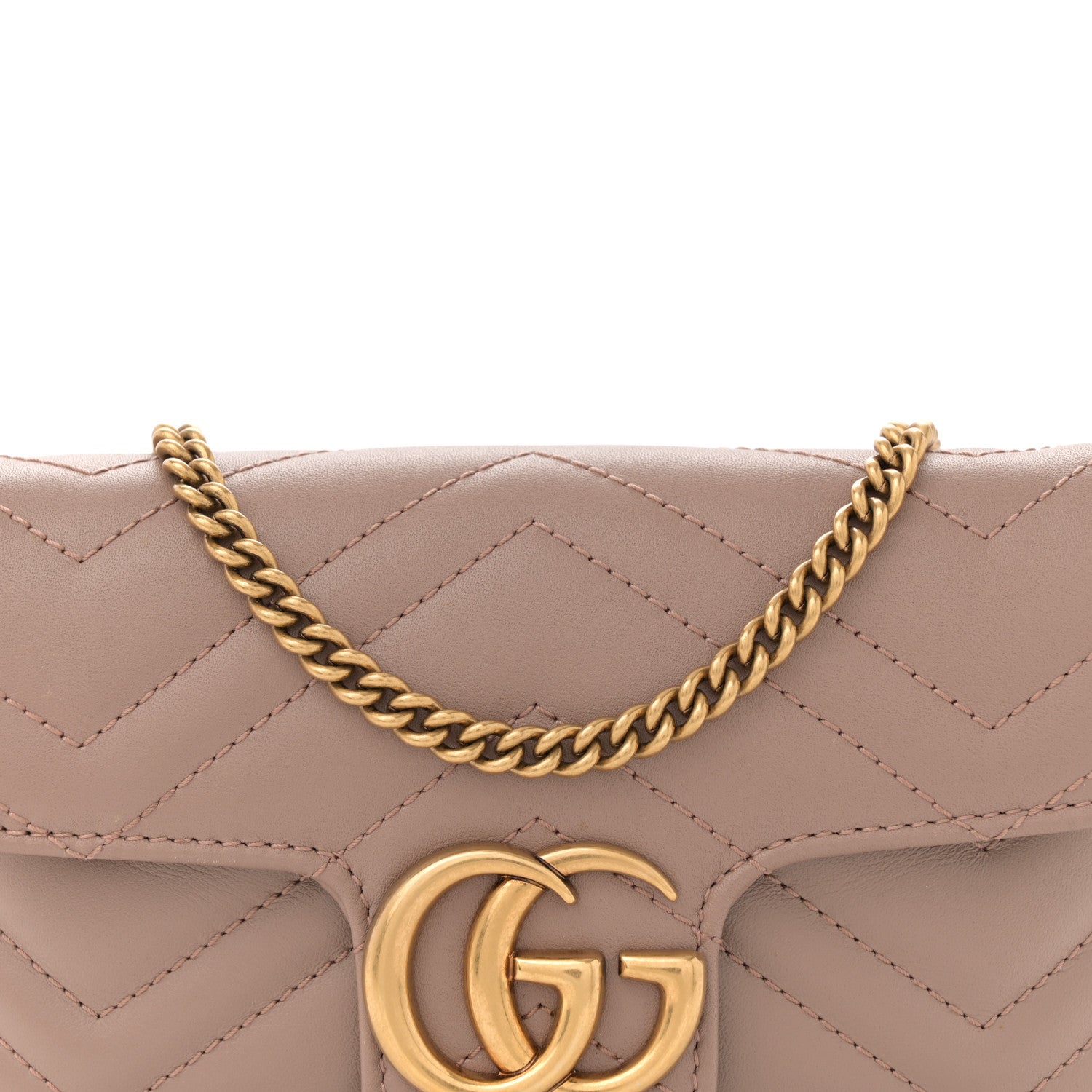 Gucci Calfskin Matelasse Super Mini GG Marmont Shoulder Bag Porcelain Rose 8 of 11