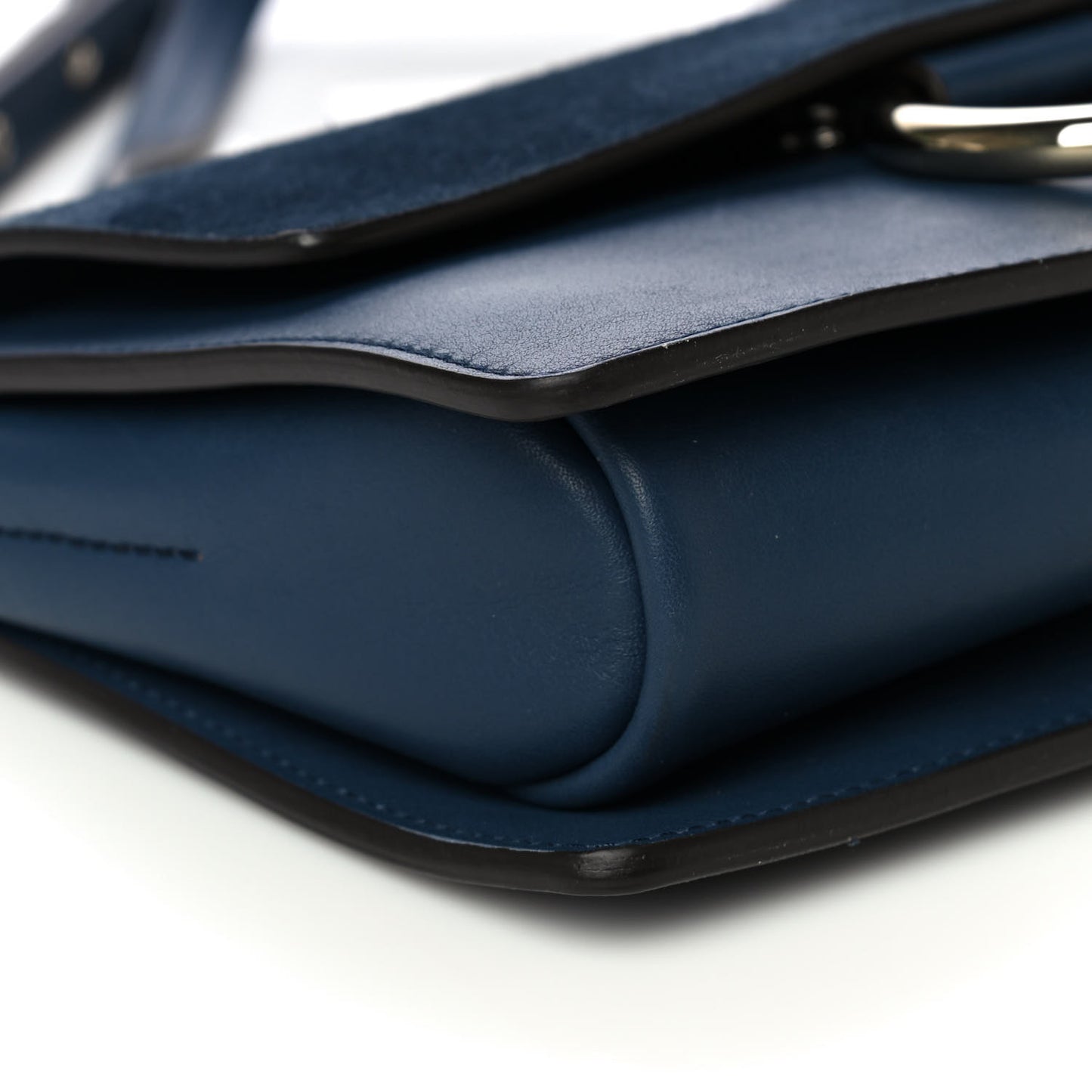 Suede Calfskin Small Faye Shoulder Bag Deep Ocean