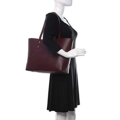 Burberry Calfskin Crest Embossed Small Tote Burgundy 2 of 9