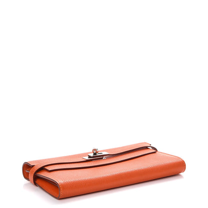Hermes Chevre Mysore Kelly Longue Wallet Orange 4 of 8
