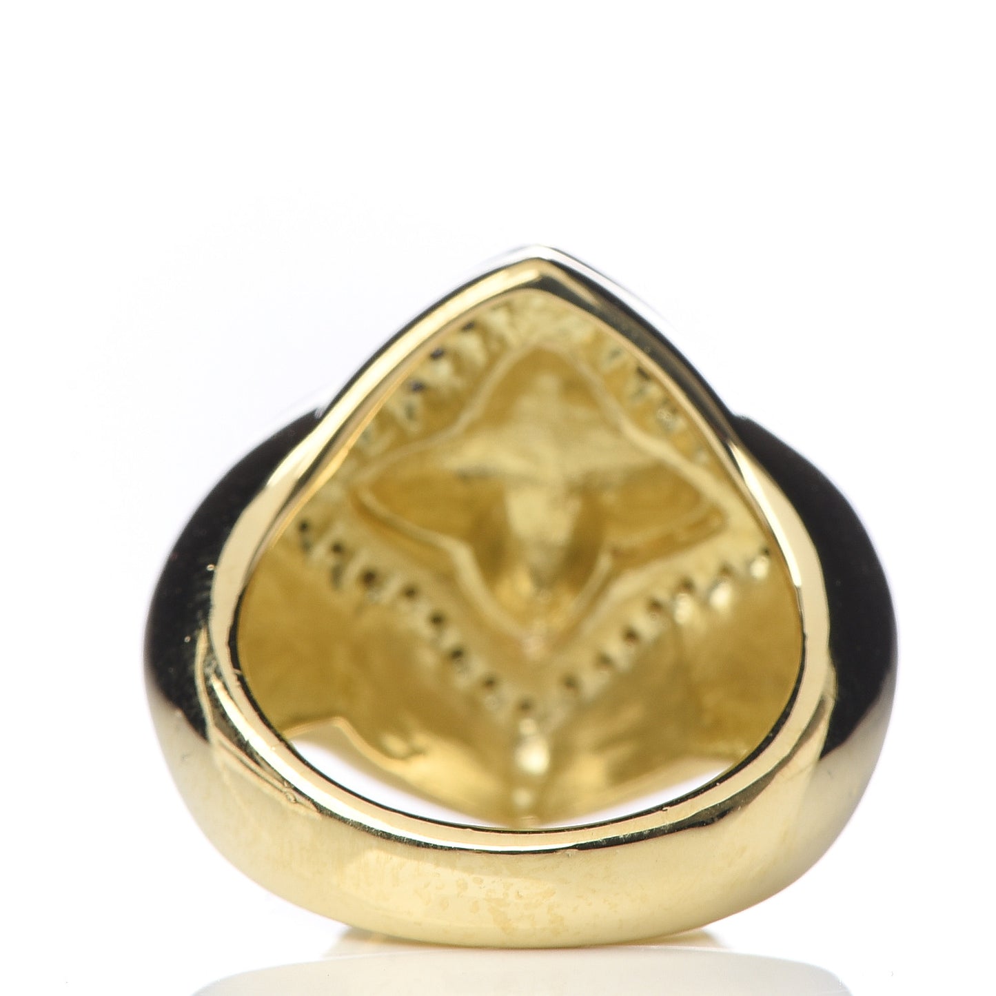 18K Yellow Gold Diamond 14mm Quatrefoil Ring 51 5.75
