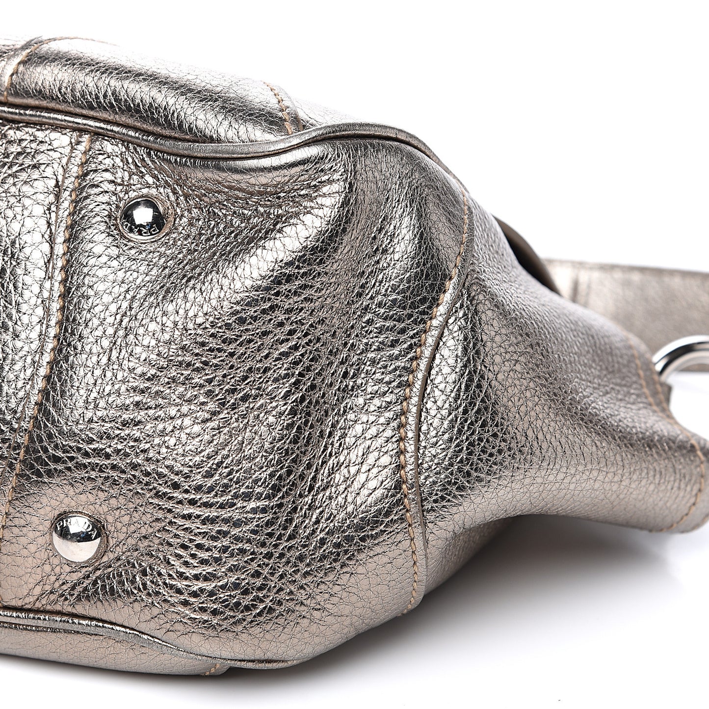 Metallic Vitello Daino Pushlock Flap Shoulder Bag Gold