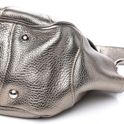 Prada Metallic Vitello Daino Pushlock Flap Shoulder Bag Gold 8 of 9