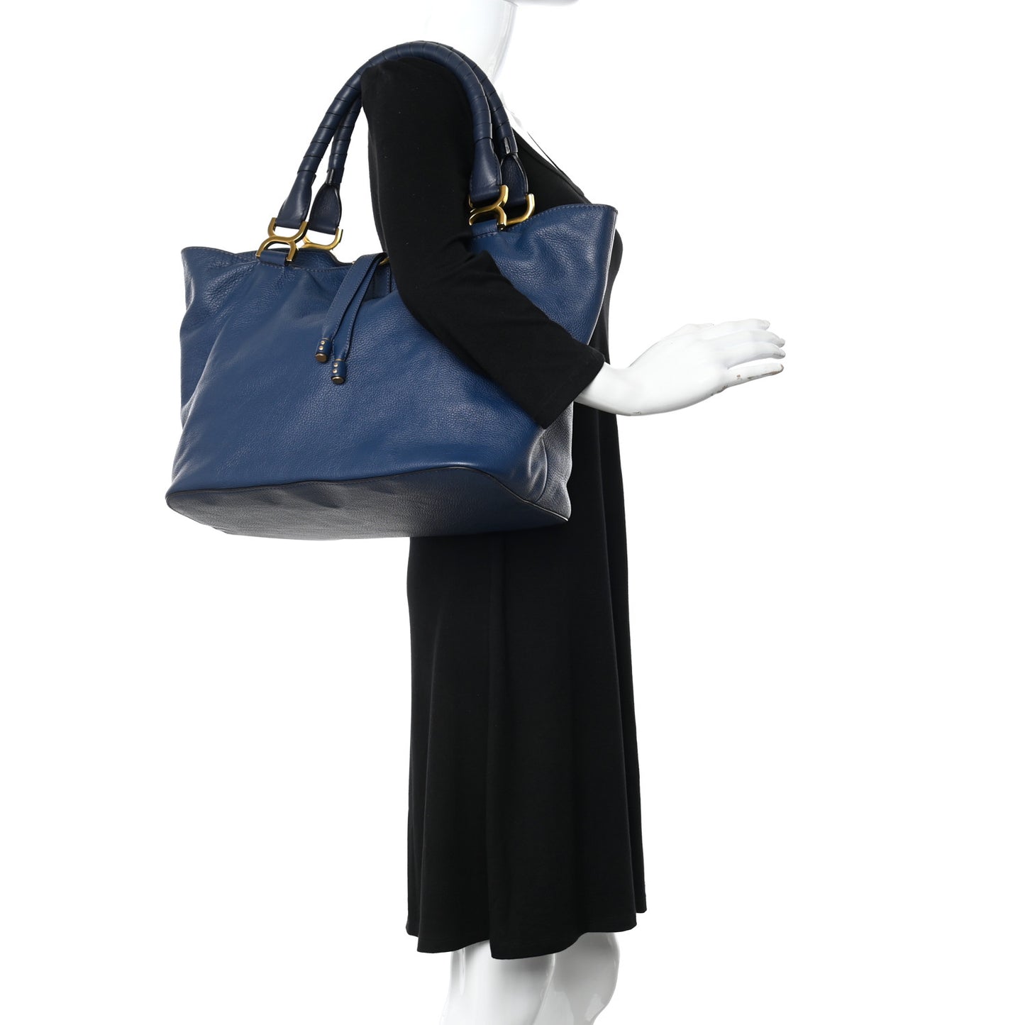 Calfskin Large New Marcie Tote Royal Navy
