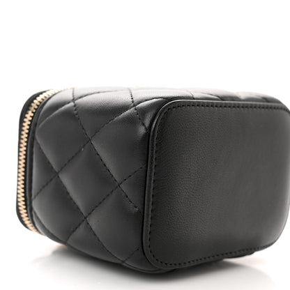 Chanel Lambskin Quilted Mini Pearl Crush Vanity Case With Chain Black 6 of 11