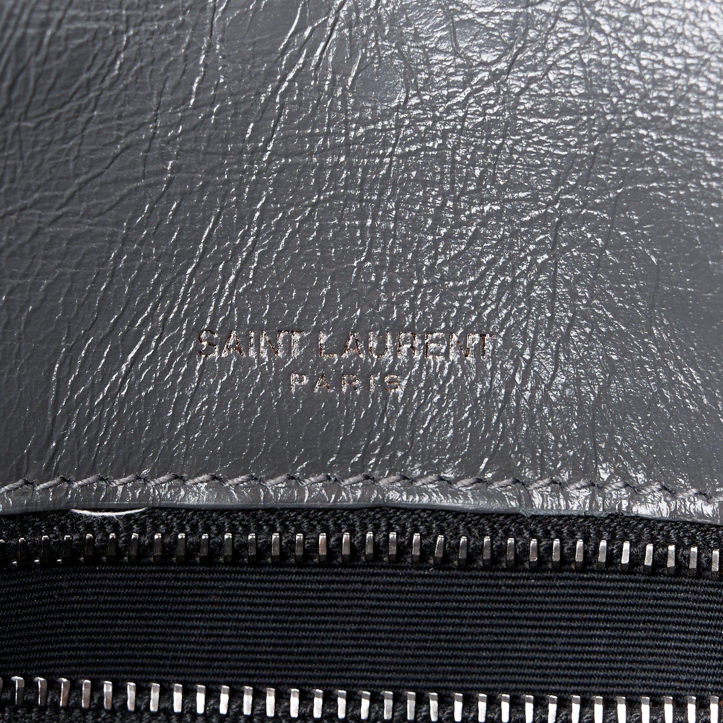 SAINT LAURENT Crinkled Calfskin Matelasse Monogram Medium Niki Chain Satchel Storm