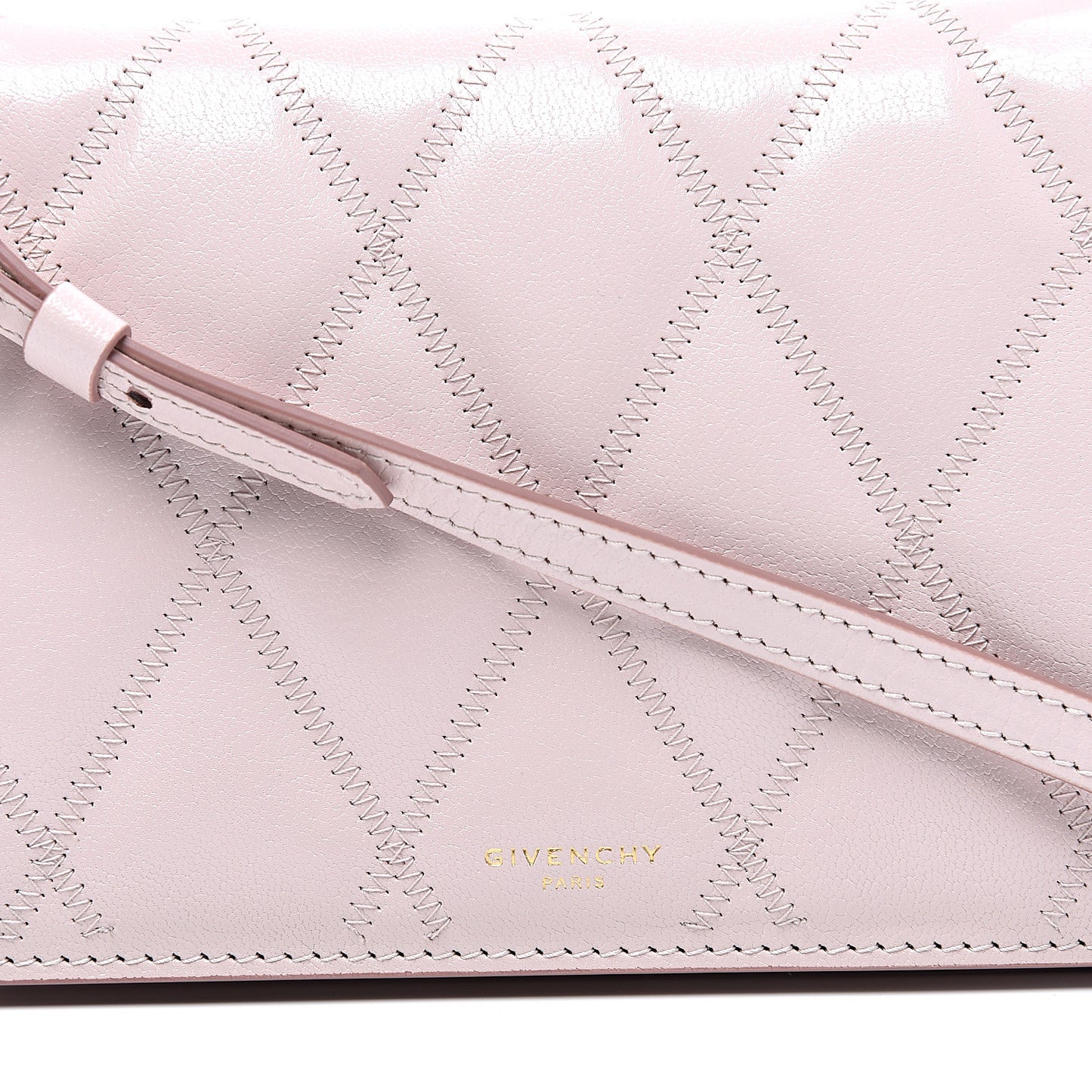 Goatskin Quilted GV3 Strap Wallet Pale Pink