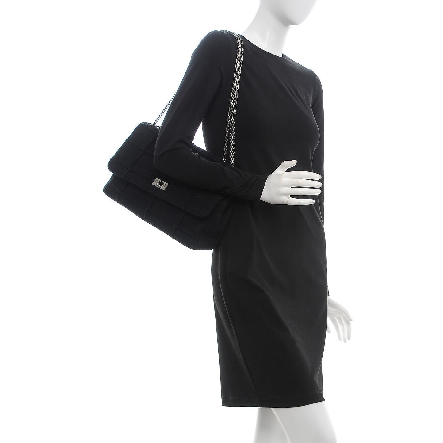 Wool Patchwork Mademoiselle Jumbo Flap Black