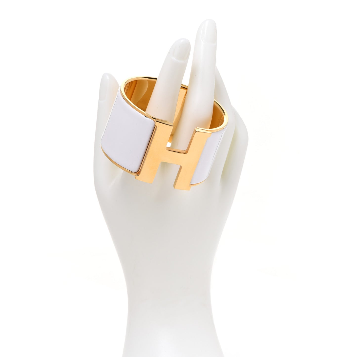 Enamel Extra Wide Clic Clac H Bracelet PM White