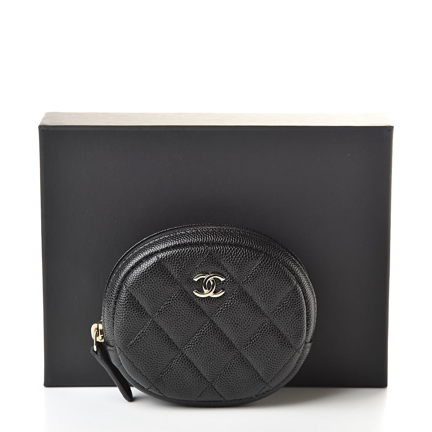 Caviar Quilted Zip Around Classic Coin Purse Black