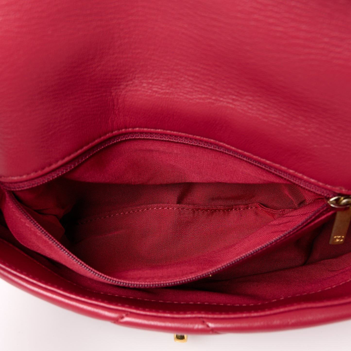 Goatskin Quilted Medium Chanel 19 Flap Red
