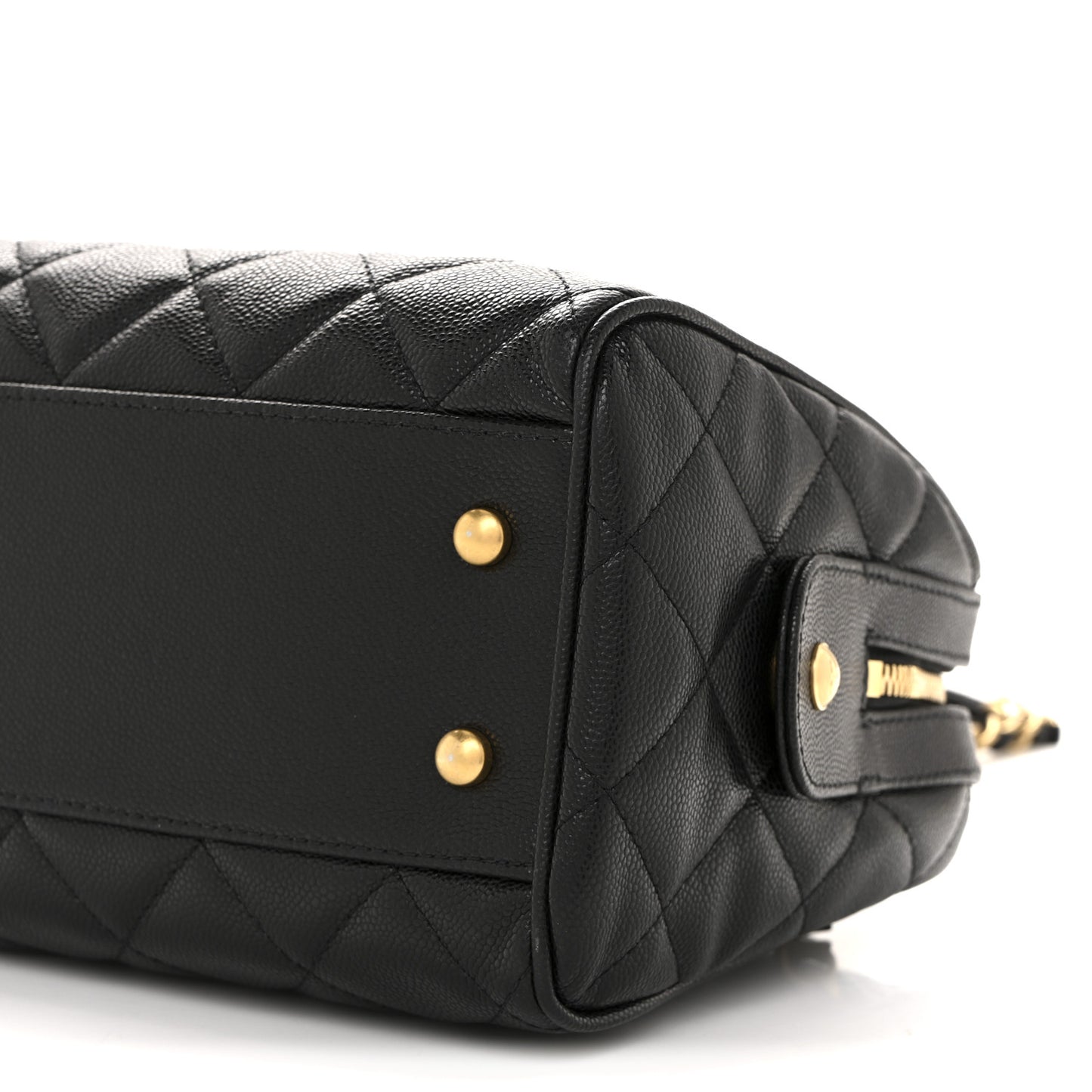 Caviar Quilted Large Bowling Bag Black