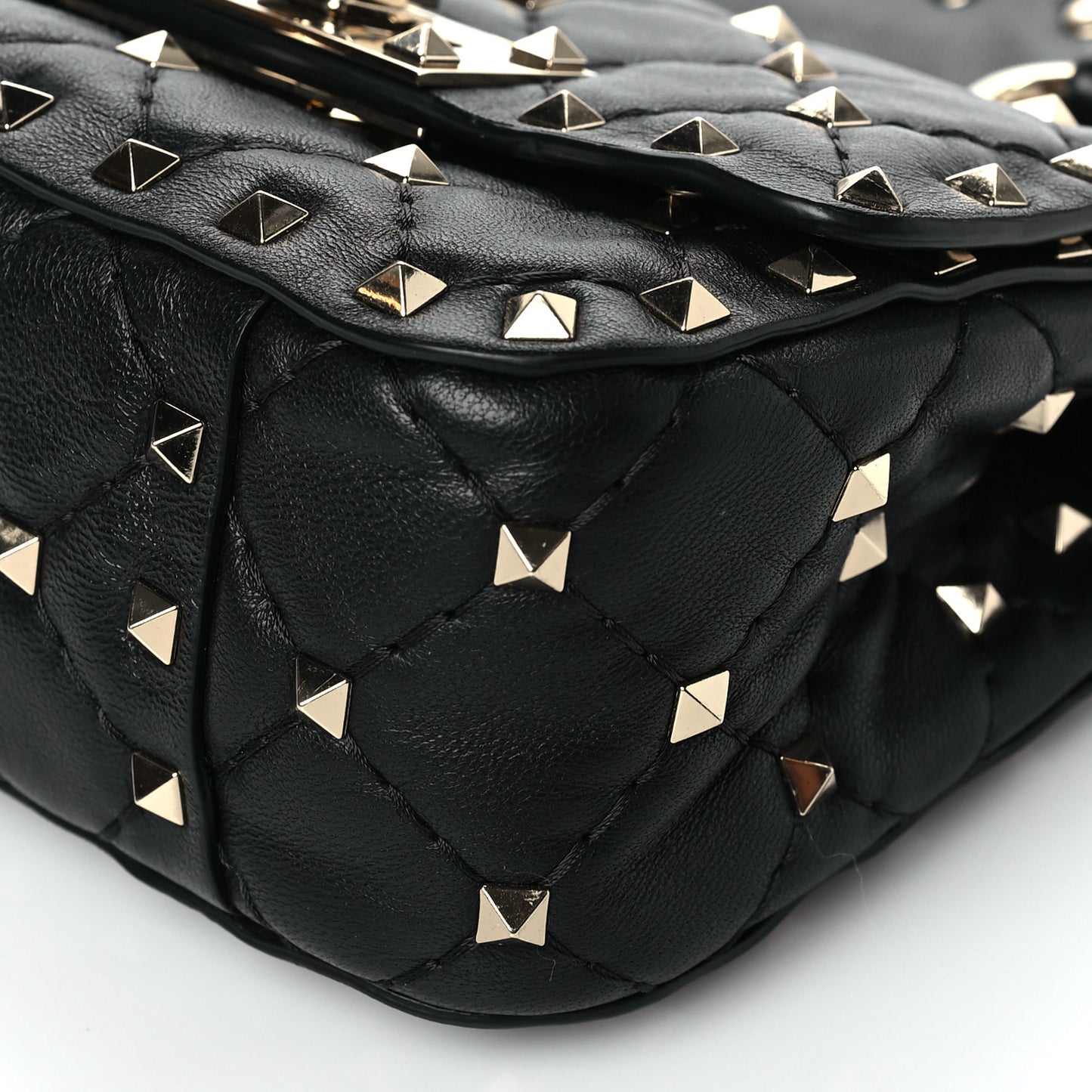 Nappa Micro Rockstud Spike Shoulder Bag Black