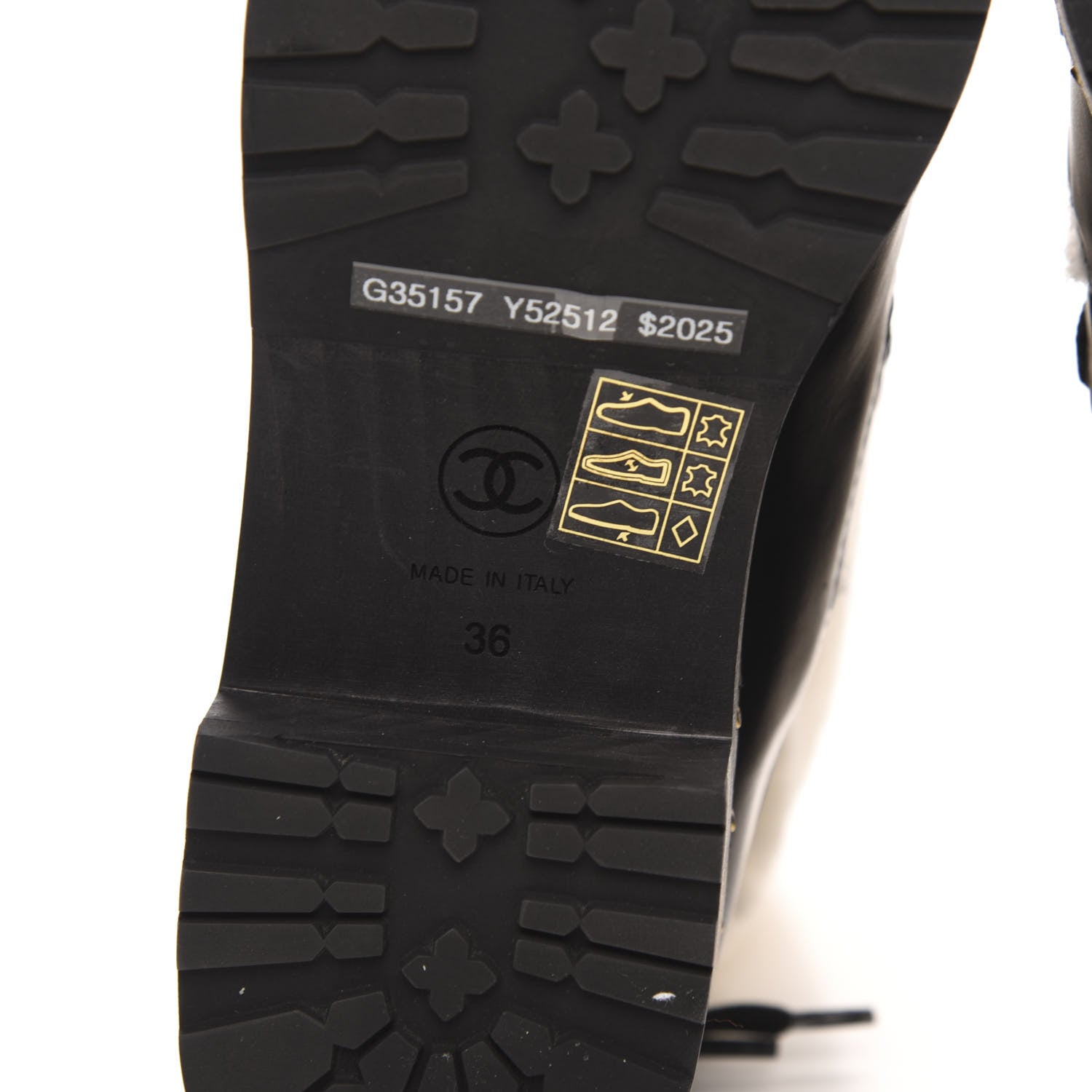 Chanel Shearling Chain Studded CC High Boot 36 Black 6 of 8