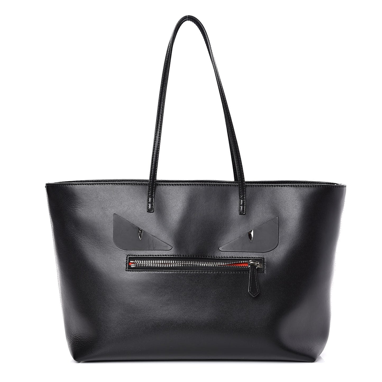 Vitello Liberty Lucido Metal Monster Eyes Medium Roll Tote Black