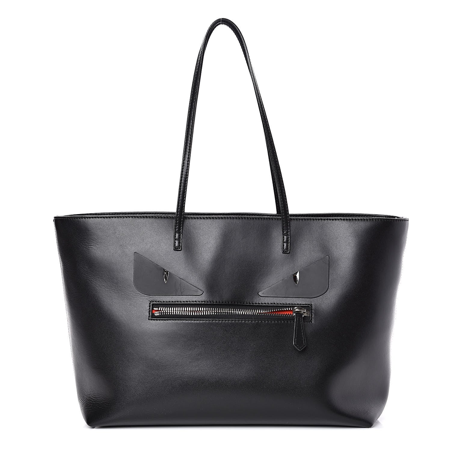 Fendi Vitello Liberty Lucido Metal Monster Eyes Medium Roll Tote Black 1 of 10