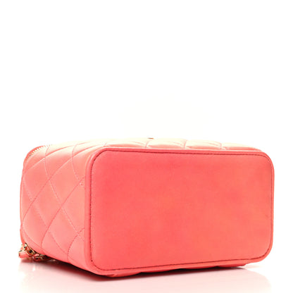 Chanel Lambskin Quilted Ombre Small Top Handle Vanity Case With Chain Coral 4 of 12