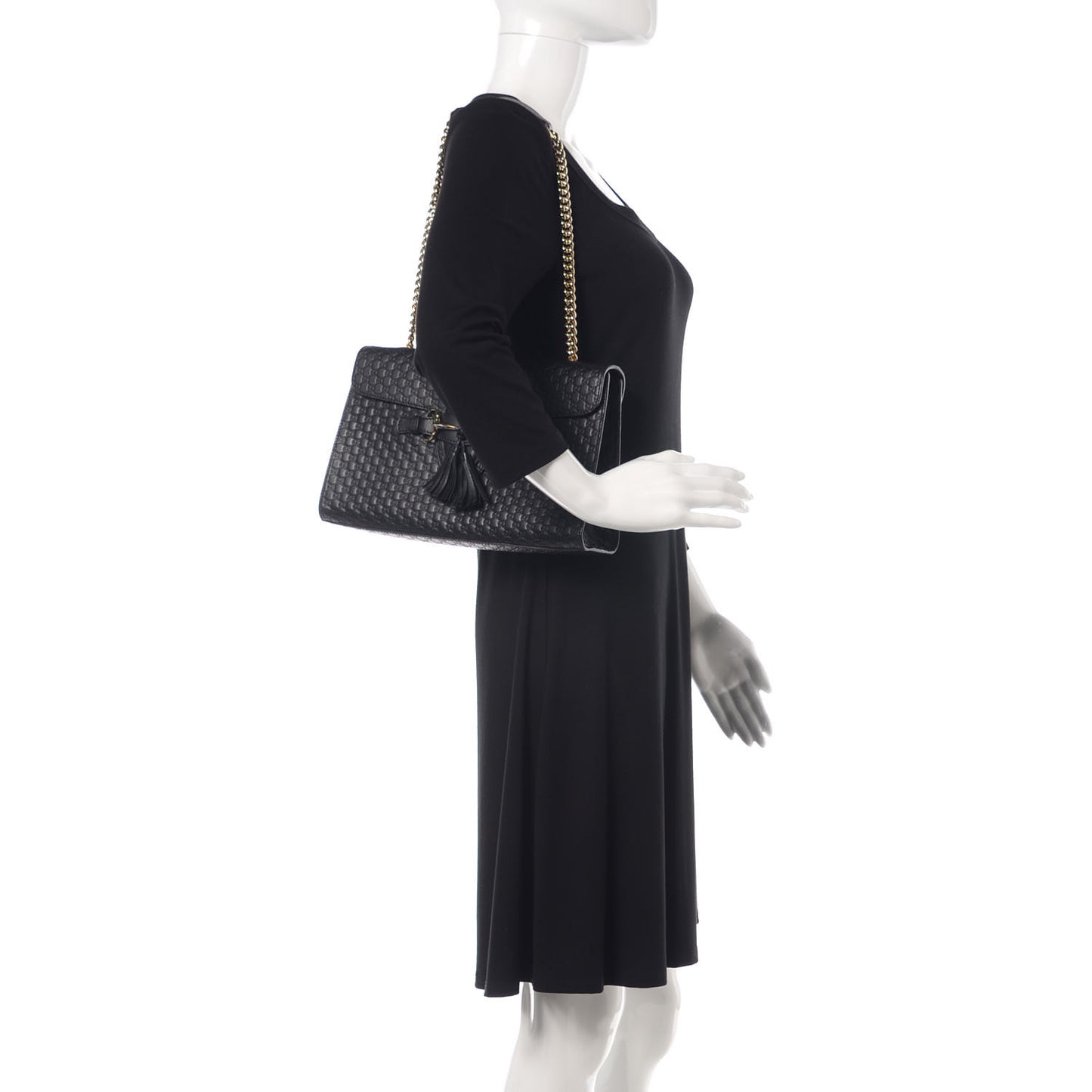 Microguccissima Medium Emily Chain Shoulder Bag Black
