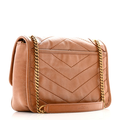 Saint Laurent Crinkled Calfskin Matelasse Monogram Baby Niki Chain Satchel Light Caramel 3 of 12